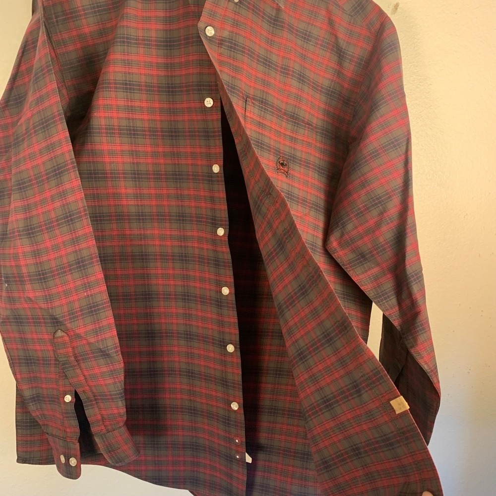 Cinch Western Shirt Mens XL Meas. Red Plaid Long Sleeve Button Down Cotton Tag L - Picture 2 of 16